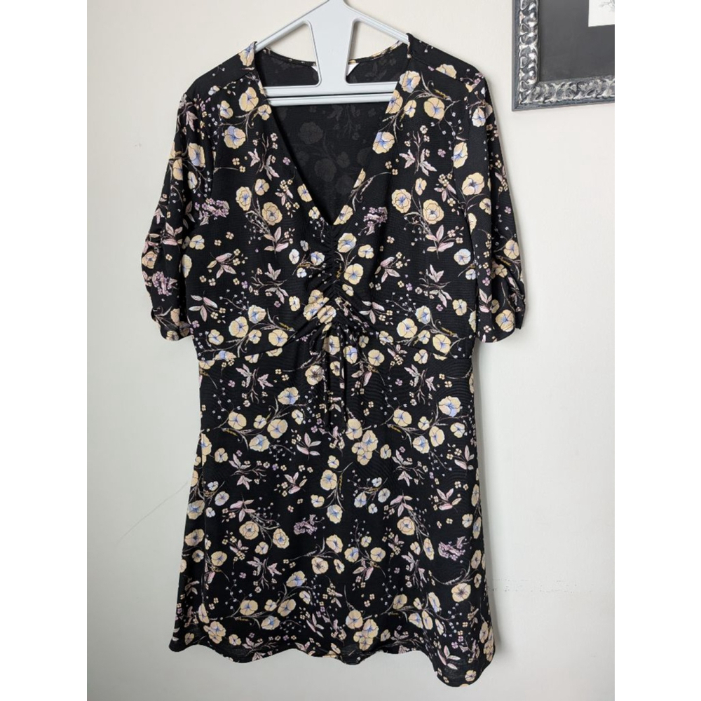 LC Lauren Conrad Black Floral Mini Dress Large